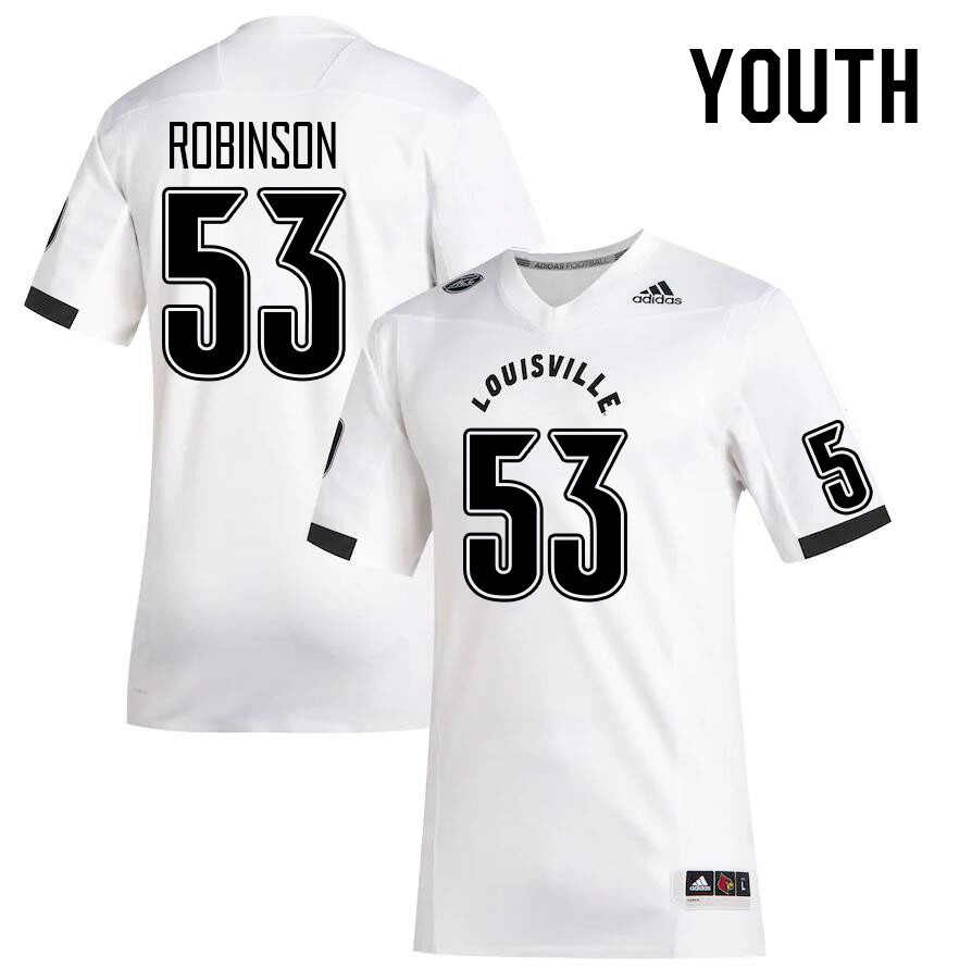 Youth #53 Lance Robinson Louisville Cardinals College Football Jerseys Stitched Sale-White - Click Image to Close